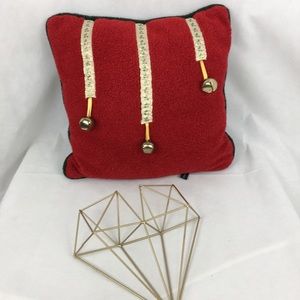 Red & Green Jingle Bell Accent Pillow